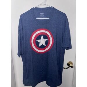 Marvel Captain America Shield Graphic T-Shirt Mens 2XL Blue Heather Short Sleeve